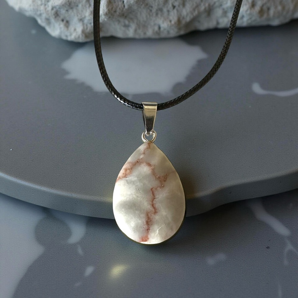 ⭐️ 5 for $25 Natural Stone Water Droplet Pendant Necklace on Black Cord